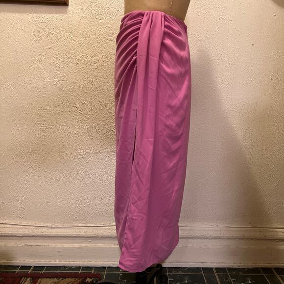 Open Edit Pink Faux Wrap Midi Skirt Size 1X - Picture 6 of 13